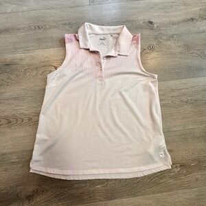 Puma Golf Polo Sleeveless Athletic Tank Top Striped Pink Women's Size Small S